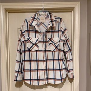 Thread & Supply White and Blue Plaid Button Down Shirt